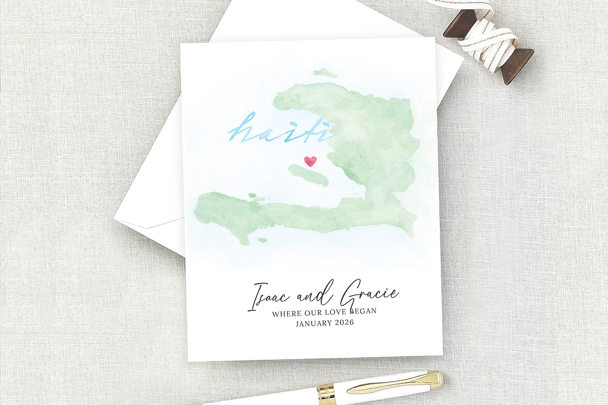 Watercolor Map of Haiti, an Illustration by Beloved Paper (Photo 5 of 6)