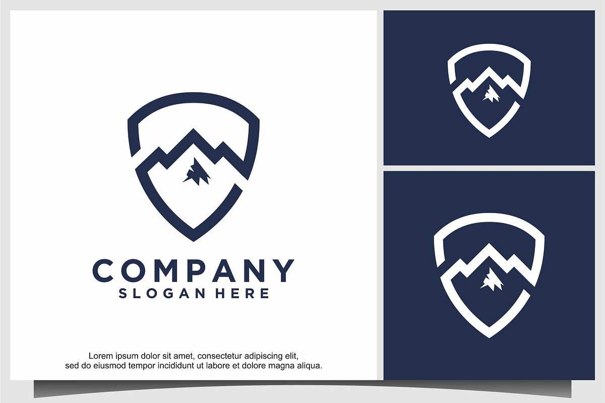 mountain with shield emblem logo, a Templates & Theme by ebinta99