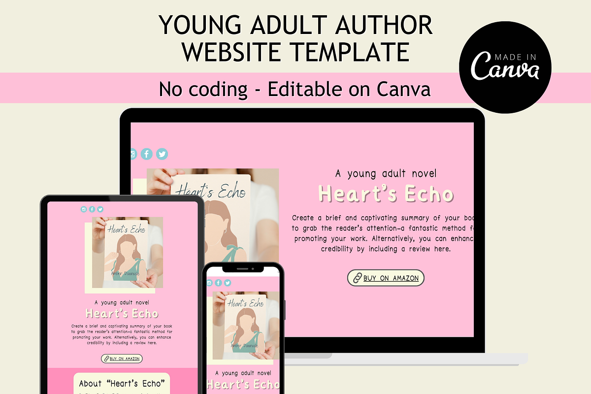 Young Adult Author Website Template, a Landing Page Template by Mindful Digital Co. (Photo 1 of 6)