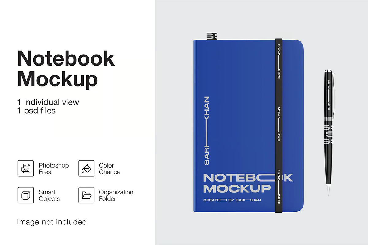 Notebook with Pen Mockup, a Pens & Pencil Mockup by zphotographystudio