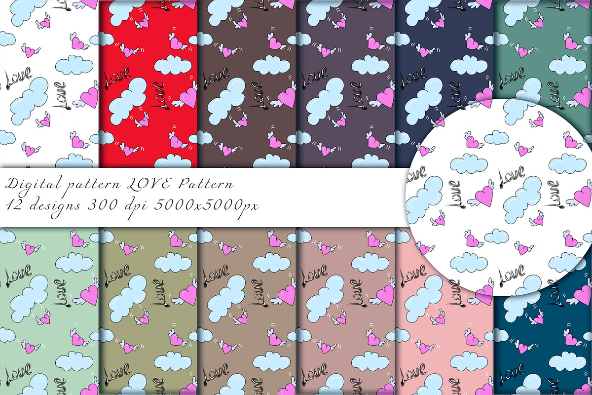 Love pattern, a Pattern Graphic by ArtOfSoul (Photo 1 of 4)