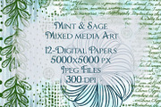 Mint Sage Mixed Media Digital Papers, an Illustration by Luna Y Mar (Thumbnail 1 of 12)