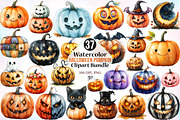 Watercolor Halloween Pumpkin Clipart, a Seasonal Illustration by Canvas Craft (Thumbnail 1 of 8)
