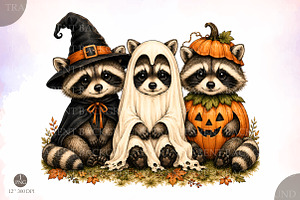 Halloween Raccoon Ghost PNG, Spooky, a Seasonal Illustration by Libby Wishes