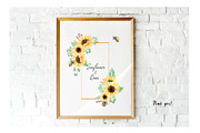 Watercolor Sunflowers, Honey & Bees, a Decorative Illustration by MayaNavits (Thumbnail 9 of 9)