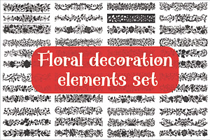 Beautiful floral decoration elements, an Illustration by Amazin_art