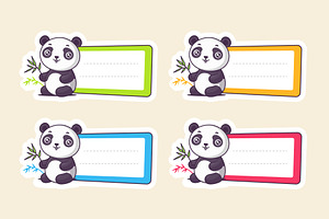 Panda School Label Stickers