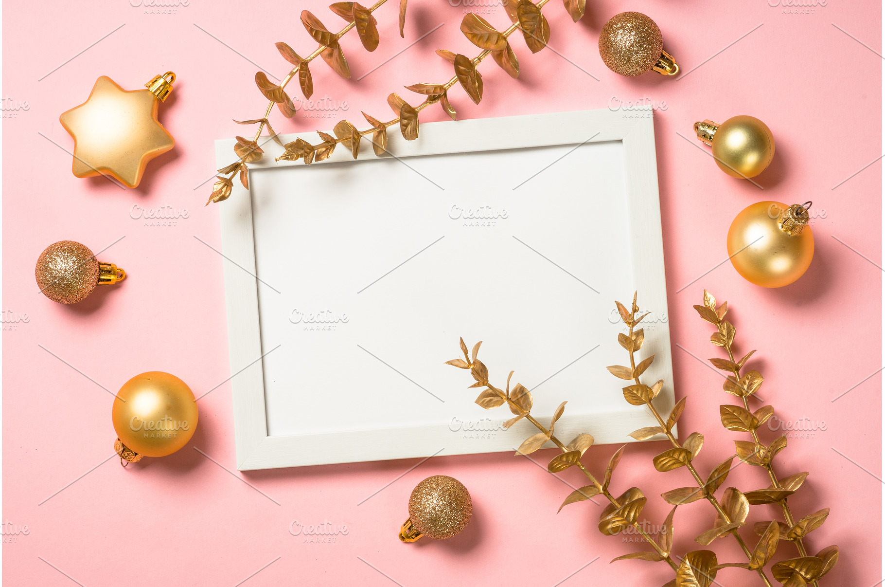 Christmas composition with golden, a Holiday Photo by Nadia-nb