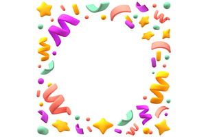 Cartoon 3d confetti frame. Colorful, an Object Illustration by YummyBuum