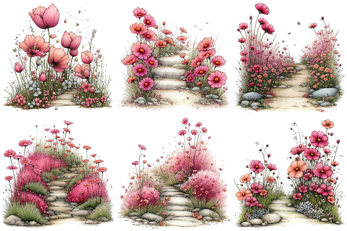 Spring Flowers Pathway Clipart, an Illustration by DreamPrint404 (Photo 4 of 7)
