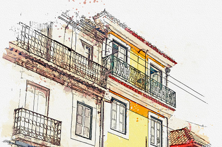 Beautiful old houses in Lisbon