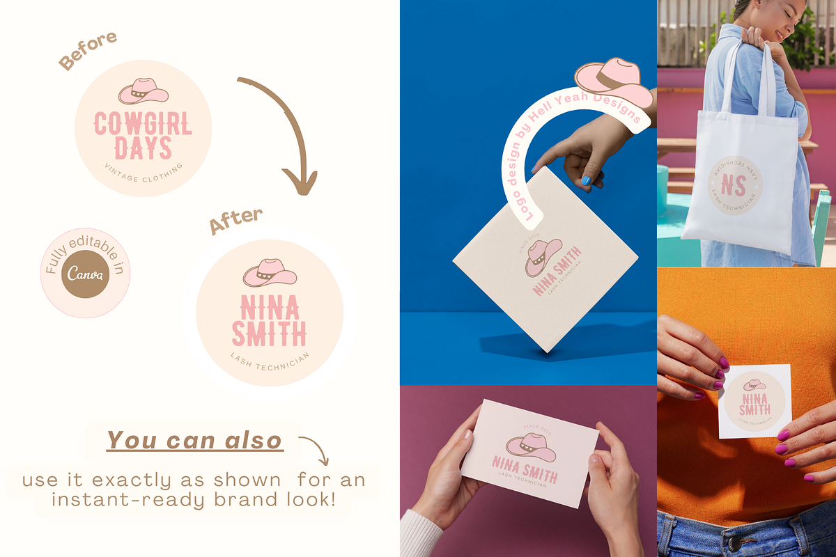 Cowgirl Hat Logo Branding Kit preview 6