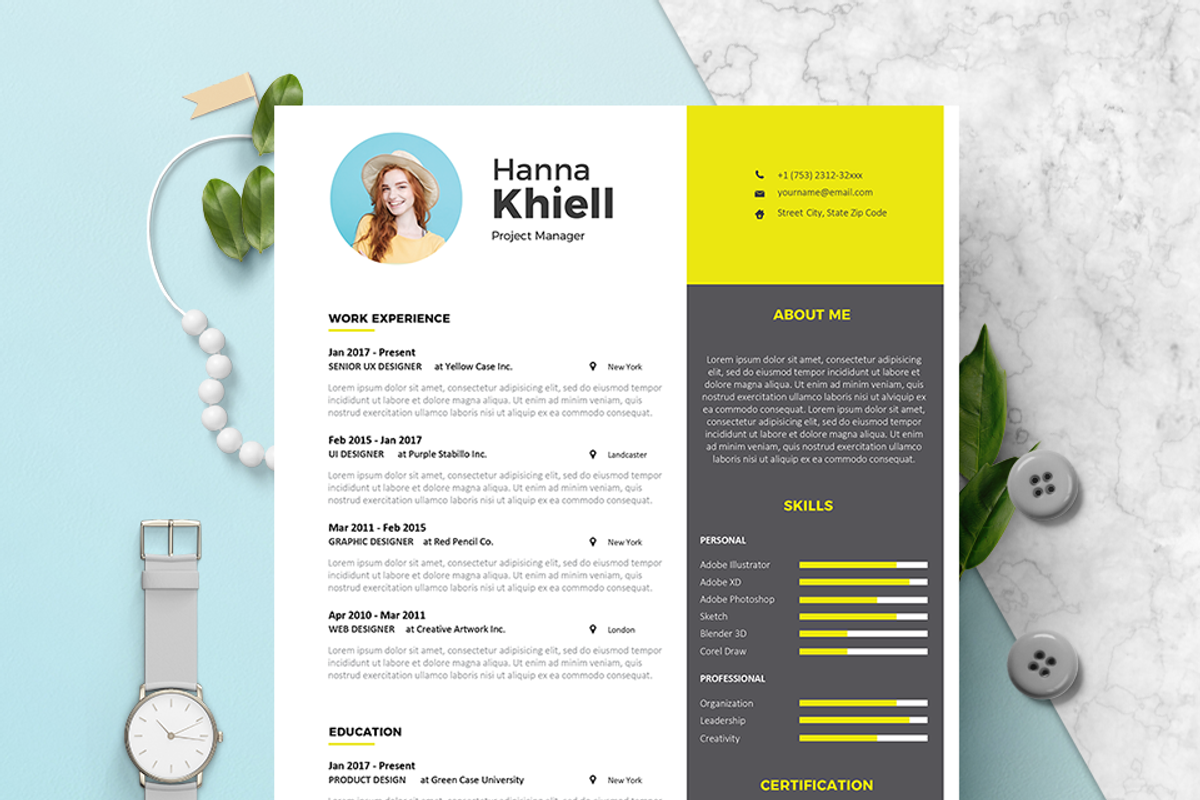 Modern Resume & CV Template, a Resume Template by Hito Graphic (Photo 2 of 8)