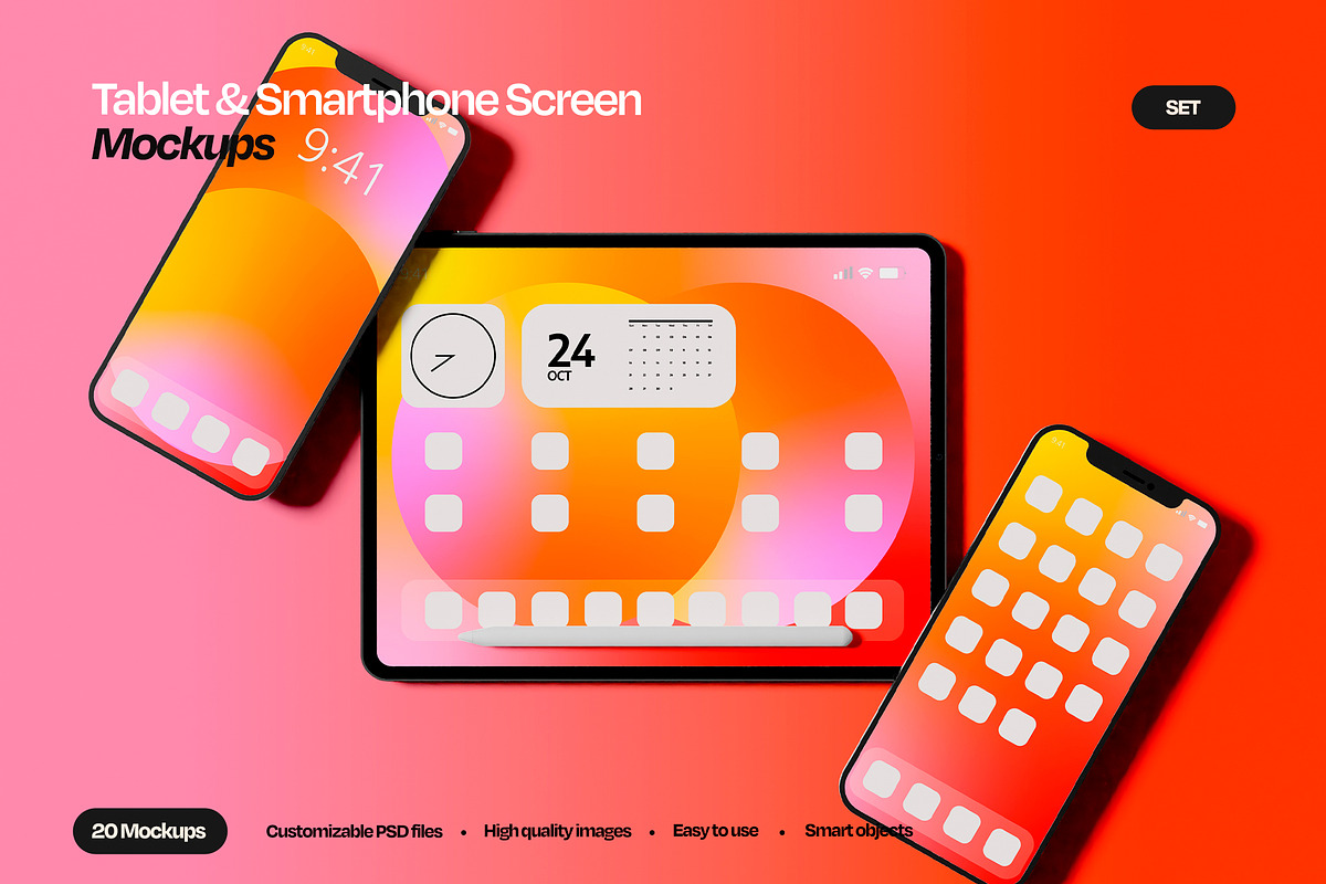 Tablet & Phone Screen Mockup Set, an iPad Mockup by Mego-studio (Photo 1 of 7)
