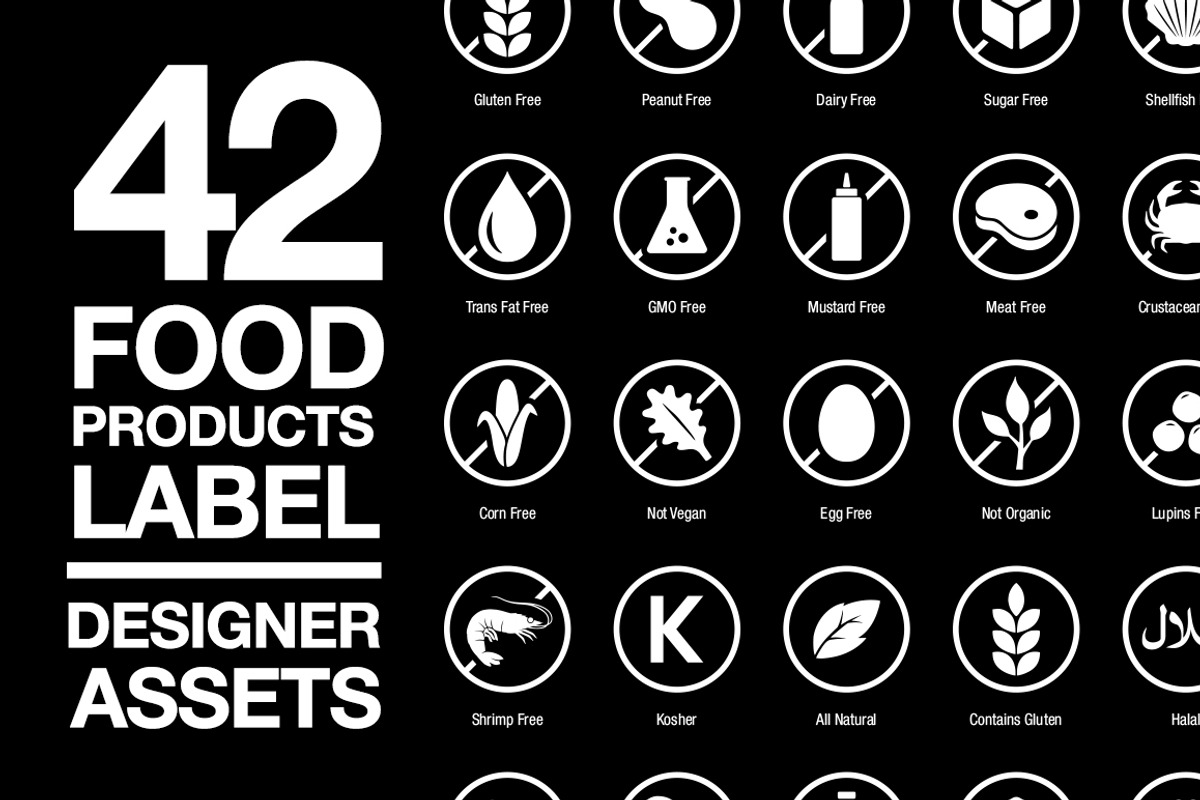 42 Food Allergy & Products Label, an Icon by PremiumGoods (Photo 1 of 2)