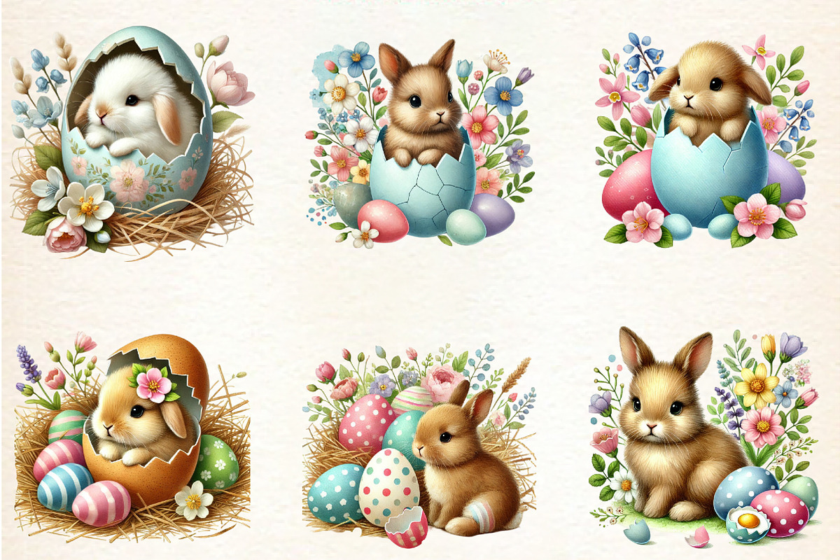 Cute Easter bunny clipart bundle, an Illustration by DreamArtGraphic (Photo 2 of 5)