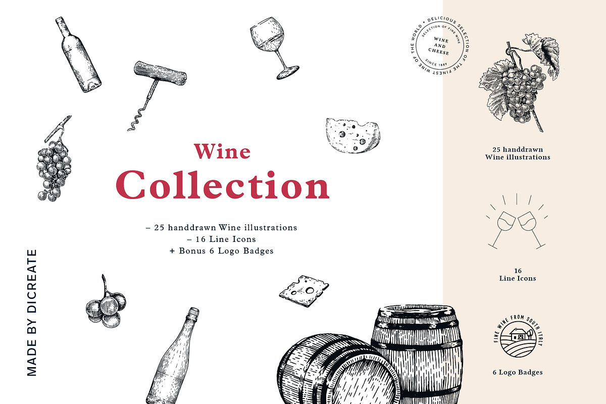 The Wine Collection, a Food Illustration by dicreate (Photo 1 of 12)