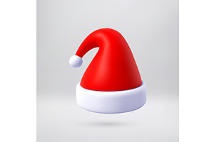 Red christmas santa hat with white, an Object Illustration by Abscent