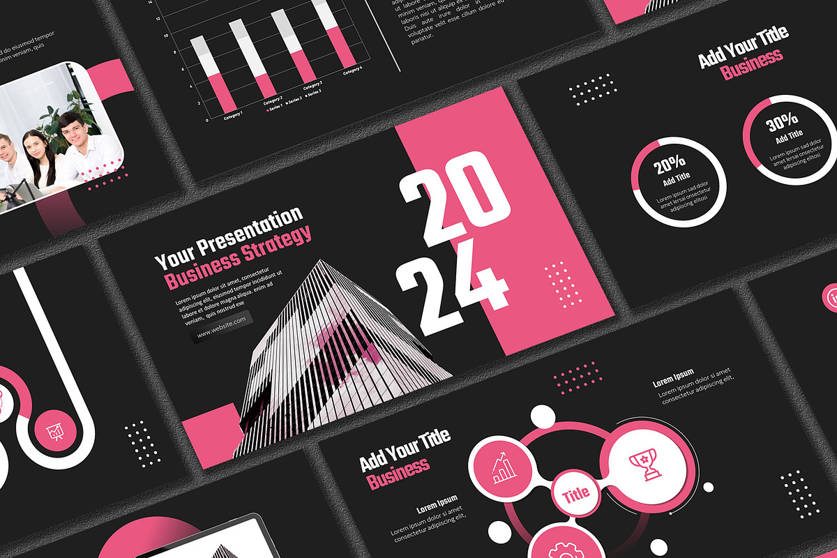 Black Pink Powerpoint Template, a Presentation Template by SKY CREATION (Photo 1 of 6)
