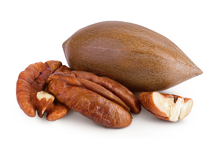 broken pecan nut isolated on white, a Food & Drink Photo by NataPhoto