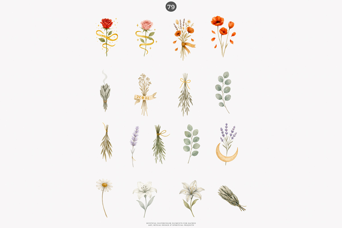 wiccan clipart mystical elements set, a Decorative Illustration by Patishop Art (Photo 10 of 10)