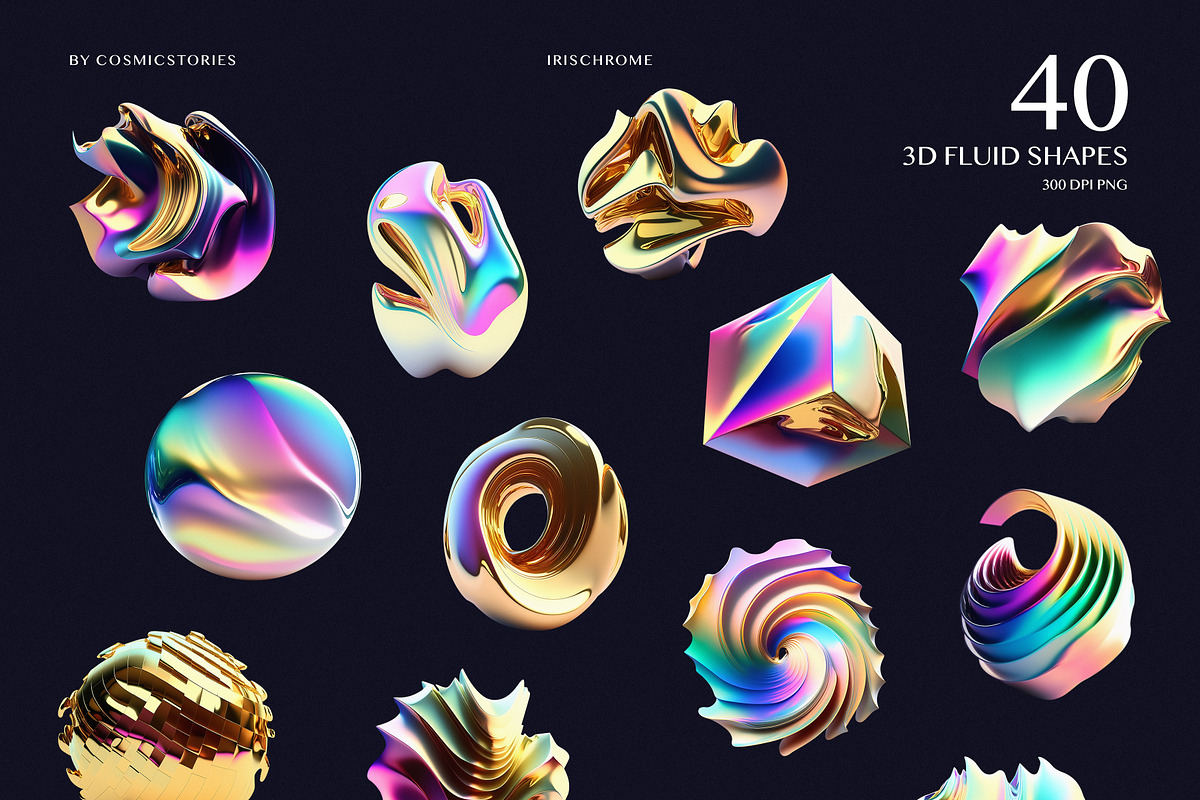 3D IRISCHROME abstract objects, an Object Graphic by CarmineType (Photo 2 of 8)
