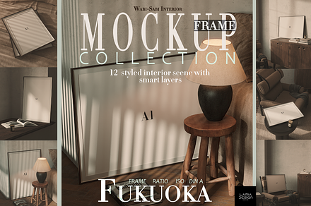 FUKUOKA Room & Frame Mockup DIN A, a Household Mockup by LAMIA DESIGN