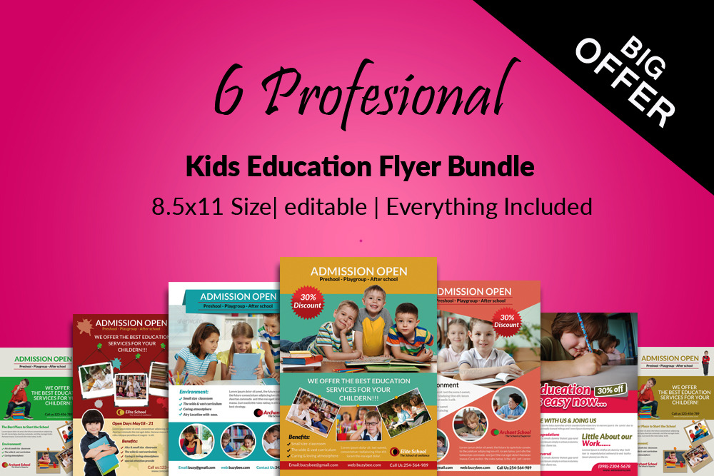 6 School Education Flyer Bundle, a Flyer Template by Psd Templates