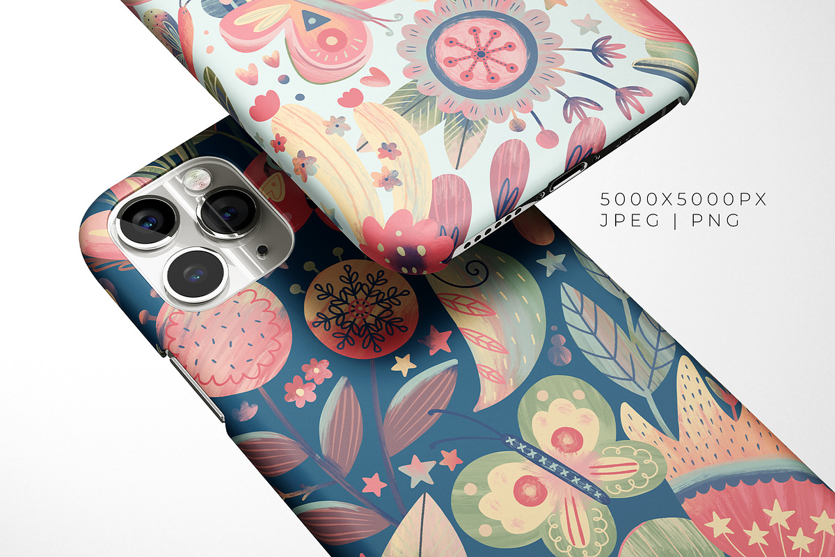 Delicate Butterflies, Floral Pattern, a Pattern Graphic by Velliniki (Photo 6 of 11)