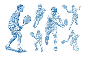 Professional tennis player color ink, a Sport Illustration by Onyx