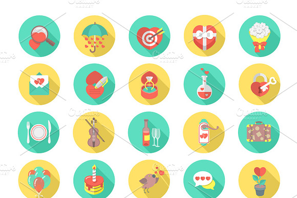 Love And Dating Flat Vector Icons