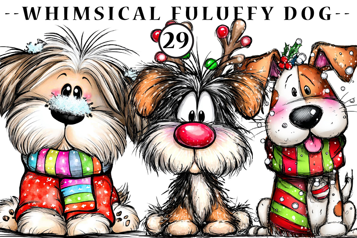 Whimsical fuluffy dog clip art, an Illustration by CreationArt (Photo 1 of 5)