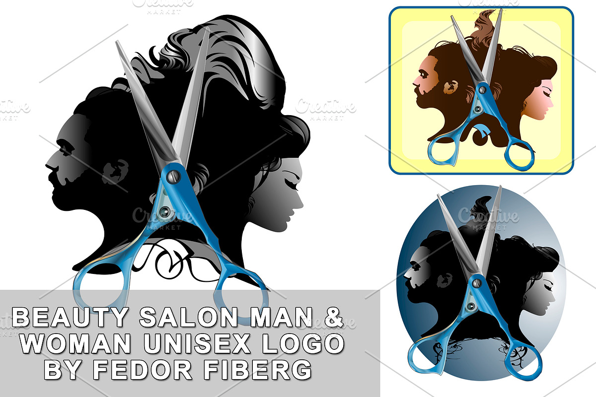 Beauty salon man & woman unisex logo, an Icon by Fedor Fiberg Vector Shop