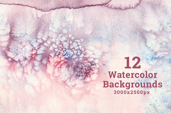 Set of 12 Watercolor Backgrounds preview 6