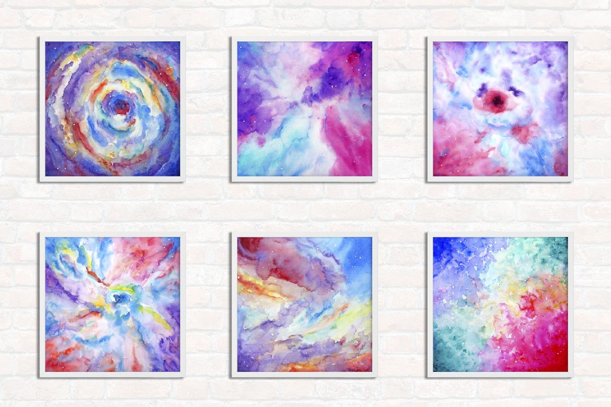 Watercolor Abstract Galaxy Clipart preview 3