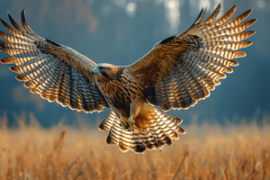 Hawk in Flight: A majestic bird soar, an Animal Photo by Pixeness Studio