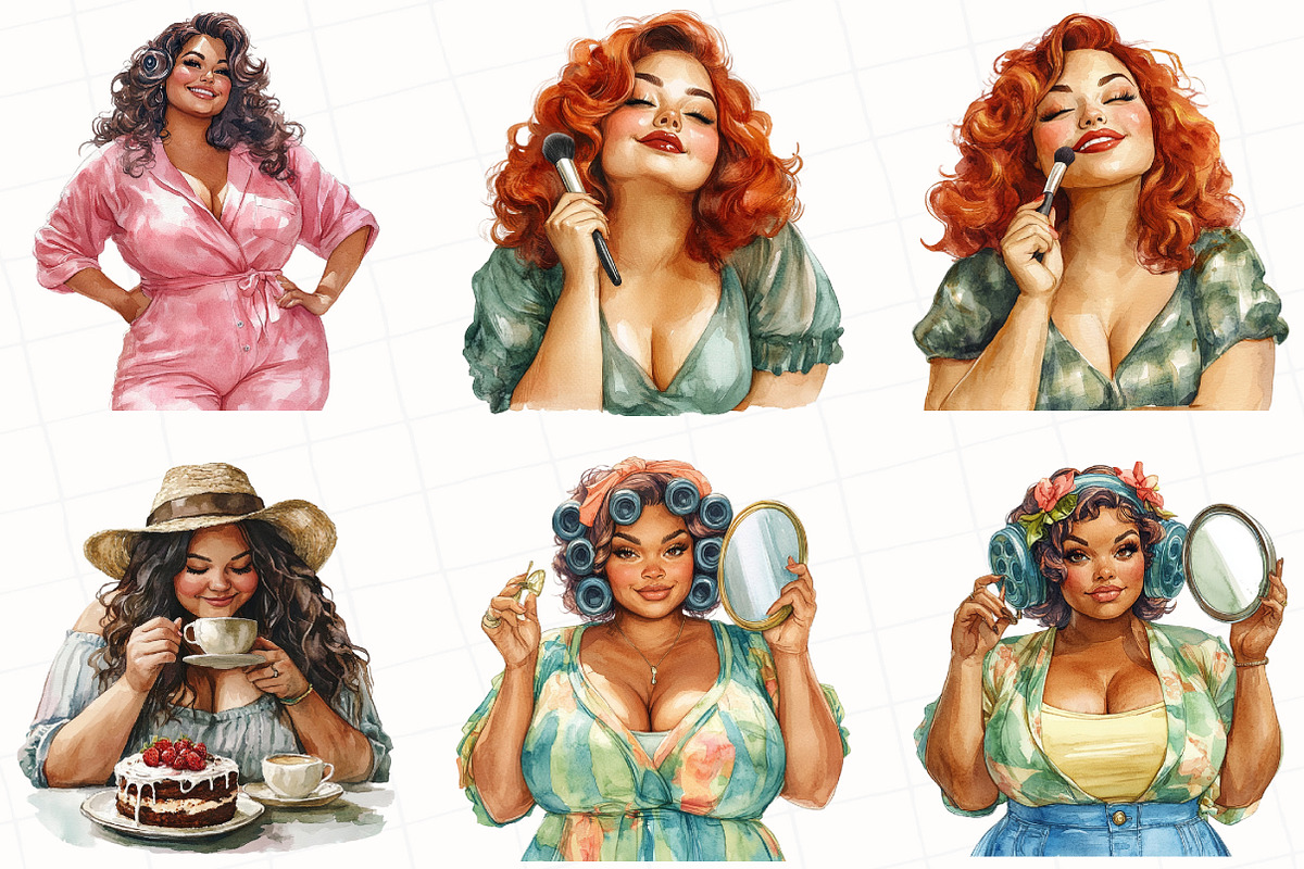 Curvy Girl Self Care Clipart, an Illustration by OK Design (Photo 5 of 5)