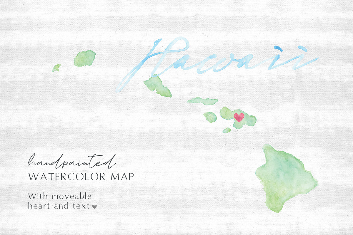Watercolor Map of Hawaii, a Graphic by Beloved Paper (Photo 1 of 6)
