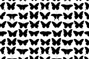 Butterfly Silhouettes Pattern Vector