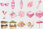 Watercolor Pink Summer Clipart, a Seasonal Illustration by Rose Art (Thumbnail 2 of 5)