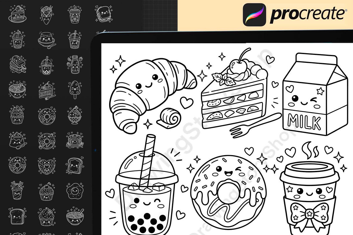150 Procreate Sweet Doodle Stamps, a Brush Add-On by DrawingStoryShop (Photo 3 of 6)