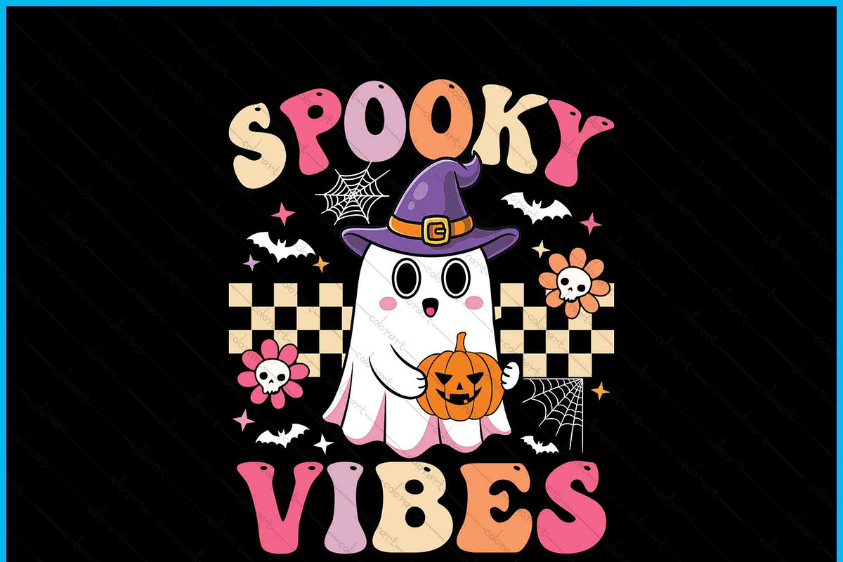 Groovy Spooky Ghost Pumpkin SVG PNG, an Object Graphic by Creativeusart (Photo 2 of 4)