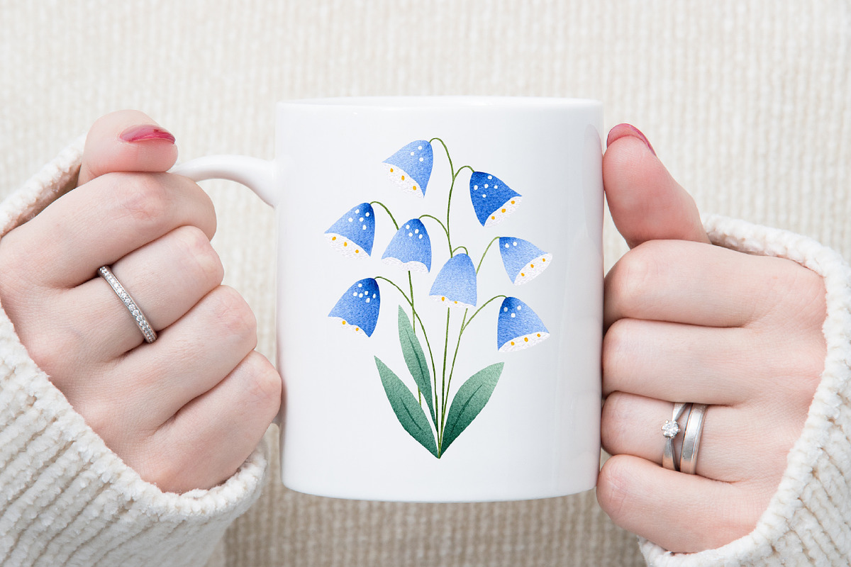 Watercolor Blue Flowers Clipart Set, an Illustration by Sublimation Artist (Photo 5 of 6)