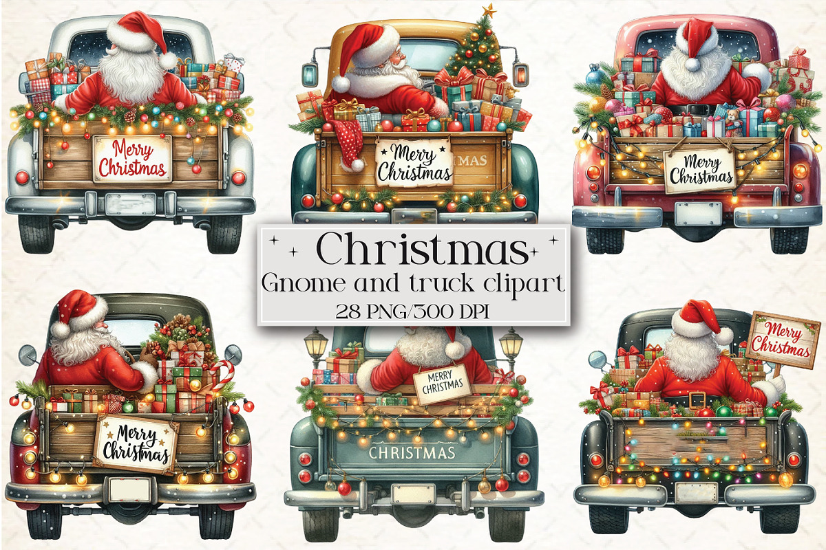 Christmas Gnome and Truck-28 PNG, an Illustration by Libby Wishes (Photo 3 of 6)