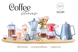 Coffee Stories - Watercolor Clipart