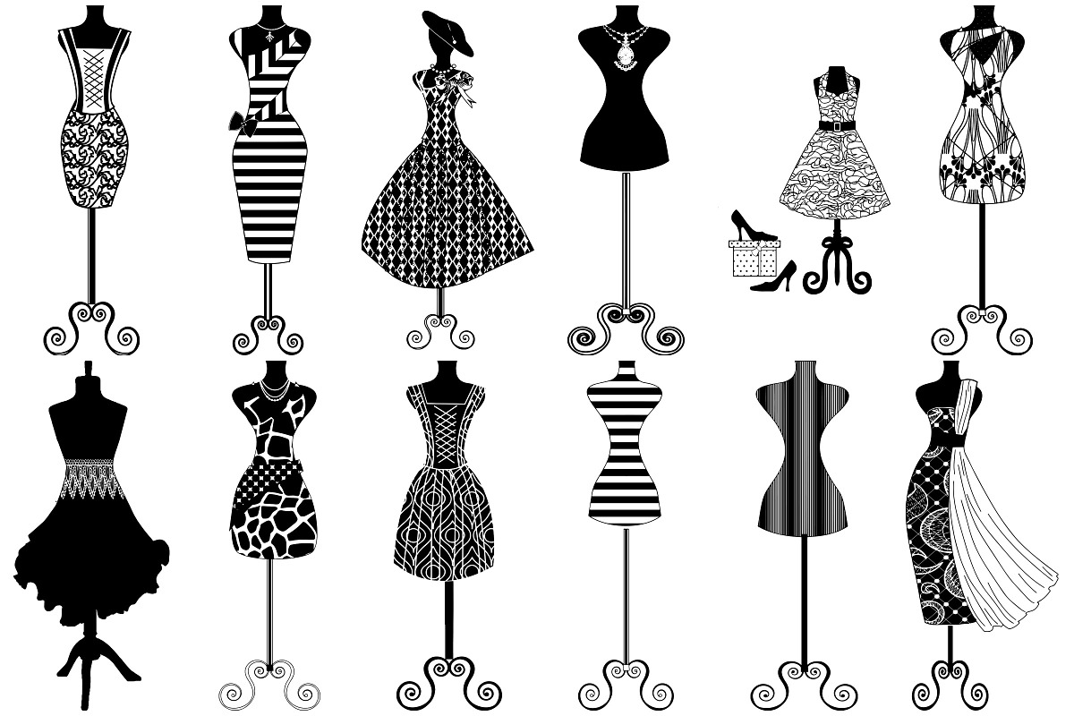 Dress Form Silhouettes AI EPS PNG, an Illustration by FrankiesDaughtersDesign (Photo 3 of 6)