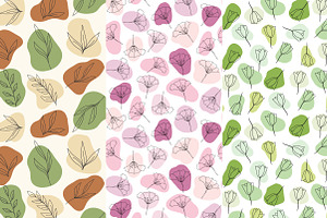 Flower Seamless Patterns Set