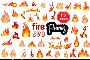 Colorful Fire Flames Bonfire Clipart