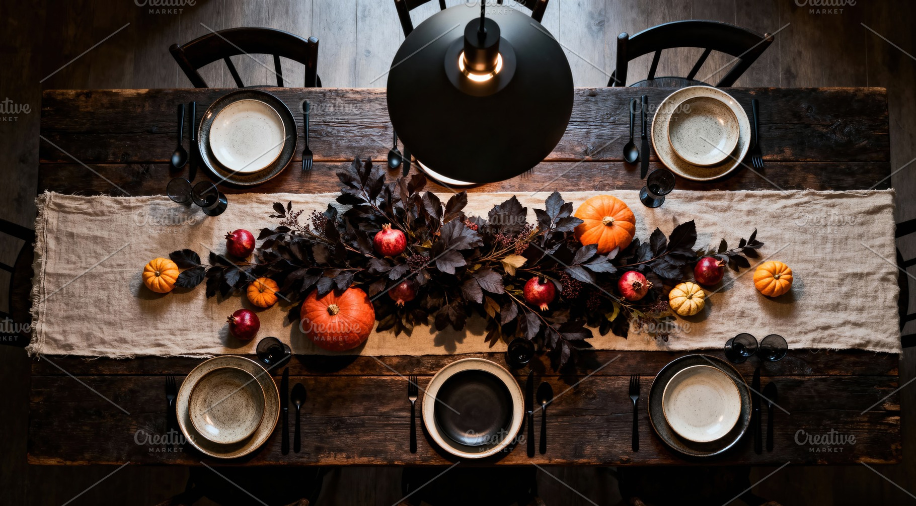 Autumn Harvest Dinner Table Setting, an Architecture Photo by Virgo Studio