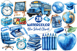 Blue School Clipart PNG, an Illustration by Dream Creation
